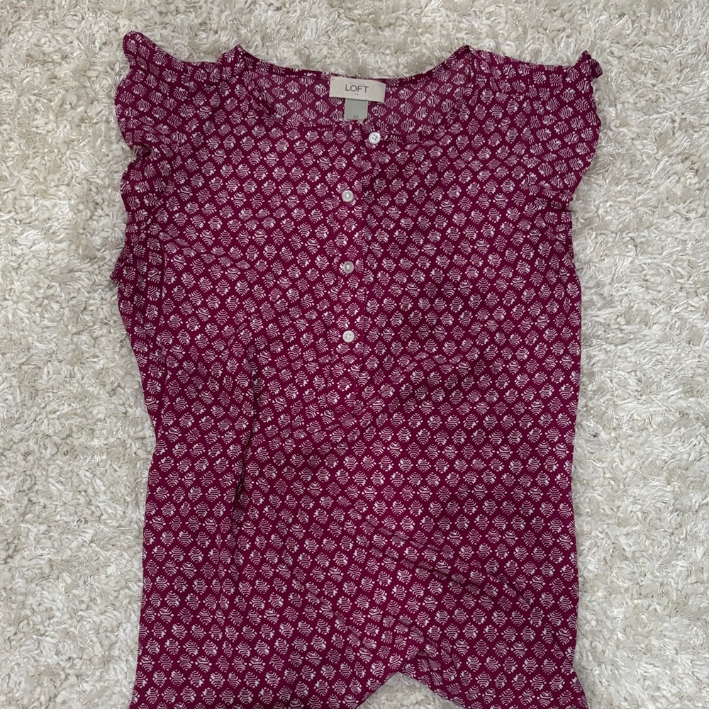 LOFT Women's Magenta Patterned Blouse